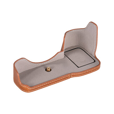 

Half Camera Case Bag Bottom Opening Camera Bag Coffee Protective PU Leather Camera Case for Sony ILCE9 A9 A7III A7RIII