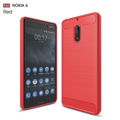 

Fivice Nokia 6 case Luxury brushed carbon fiber TPU soft shell