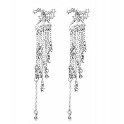 

Newly Women Gold Silver Plated Crystal Flower Drop Long Dangle Chain Earrings US