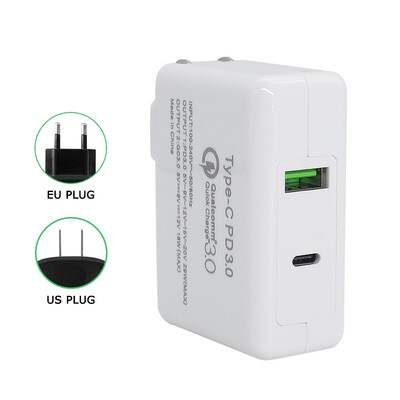 

Mzxtby 2 USB Ports 29W USB-C PD Fast Type-C Travel Wall Quick Charger QC 30 for iPhone Samsung Xiaomi Mi Huawei Apple Mac Ipad