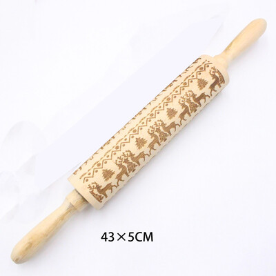 

Wooden Rolling Pins Pastry Board Christmas Cookies Tree Elk Printing Rolling Pins for Xmas Party Baking Tools Waffles Pizza Cookie