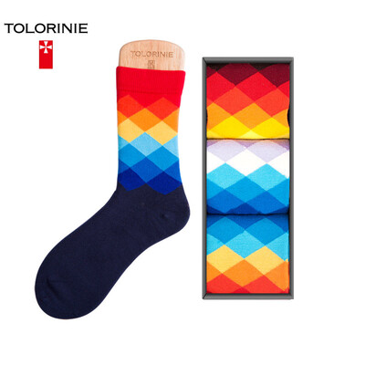 

Jingdong Supermarket] TOLORINIE business men socks combed cotton color thousands of birds grid business men's cotton socks four seasons men socks in the tube socks [3 double] K7119M0011