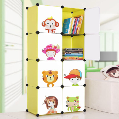 

Jingdong supermarket] green reed children's combination of storage bookcase plastic toy box 4 grid pink