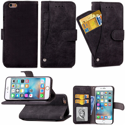 

Black Design PU Leather Flip Cover Wallet Card Holder Case for IPHONE 66S