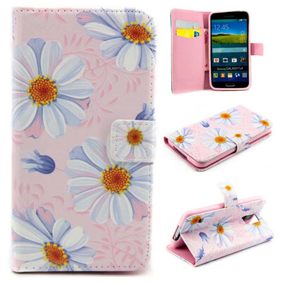

Pink Flower Design PU Leather Flip Cover Wallet Card Holder Case for SAMSUNG GALAXY S5