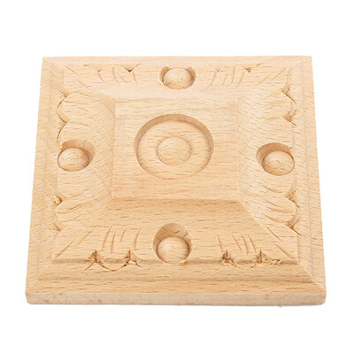 

UpperX 1Pc C Wood Carved Square Corner Flower Onlay Applique Unpainted Door European Style