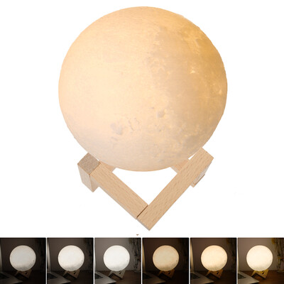 

18cm Diameter PLA USB Rechargeable 3D Printing Moon Light 2-Colors Dimmable Touch Sensor Control Luna Night Lamp Bedroom Decor wit