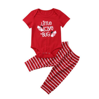

Newborn Toddler Infant Baby Boy Girl Clothes Romper TopsStriped Pants Outfits