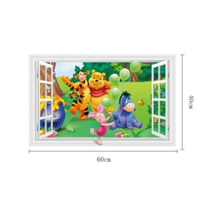 

Winnie the Pooh 3D Window Wall stickers PVC Art Decals Children Baby Room Decor