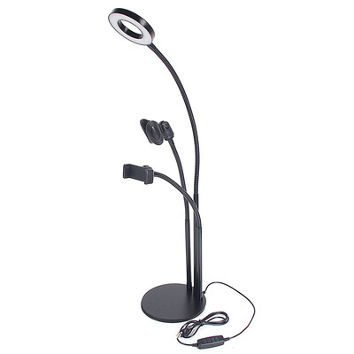 

Universal Desktop Cell Phone Holder Flexible Selfie Ring Light Long Arm mpbile phone Clip Holder for Live Recording Black