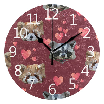 

Wall Clock Arabic Numerals Design 3D Animals And Hearts Round