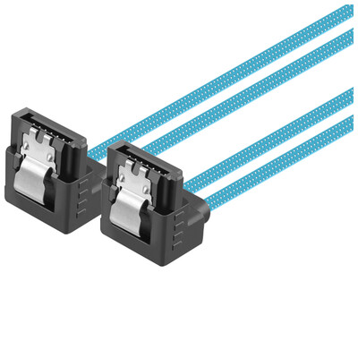 

CE-LINK 2631 SATA3-generation hard disk data cable double elbow high-speed dual-channel hard drive serial port aluminum foil cable support SSD solid-state hard drive under the bend on the blue