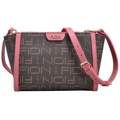 

FION FION shoulder bag Messenger bag zipper wings wrapped color printing color European&American fashion bag FPLL PBRPK BT025 brown pink