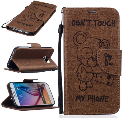 

Coffe Bear Embossed PU Leather Wallet Case Classic Flip Cover with Stand Function and Credit Card Slot for SAMSUNG GALAXY S6