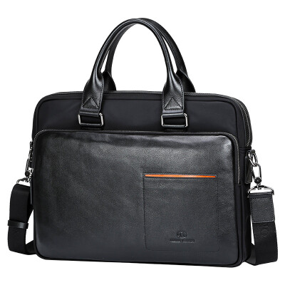 Giovanni Valentino (GIOVANNI VALENTINO) men's business briefcase cow leather cross section leisure handbag large capacity male bag 712771110 black