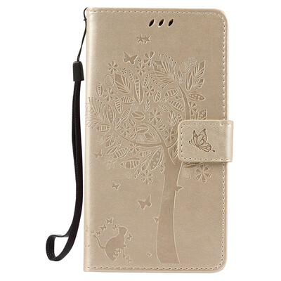 

Gold Tree Design PU Leather Flip Cover Wallet Card Holder Case for One Plus Three