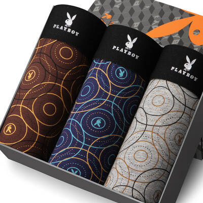 

Playboy PLAYBOY 5870 men&39s underwear cotton men&39s flat pants increase youth breathable waist four corners underwear men 3 gift box multi-color XXL