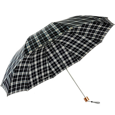 

Heaven umbrella extra large reinforcement three fold steel umbrella 3309E grid 470 black