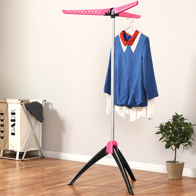 

Ou Runzhe drying rack folding floor three-legged room clothing storage balcony activity hanger rose red