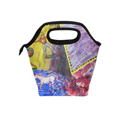 

Insulated Lunch Tote Bag Graffiti Travel Picnic Lunch Handbags Portable Zipper Lunch Bag Box