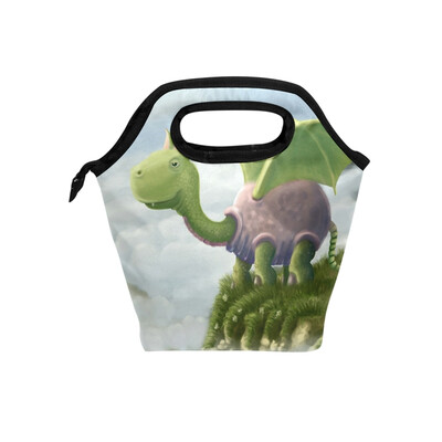 

Insulated Lunch Tote Bag Green Dragon Travel Picnic Lunch Handbags Portable Zipper Lunch Bag Box