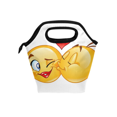 

Lunch Bag Kiss Expression Tote Travel Picnic Insulated Handbags Portable Zipper Lunch Bag Box
