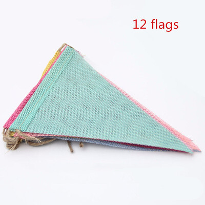 

Outdoor Multicolor Flags Imitated Burlap Bunting Banner Fabric Triangle Flag