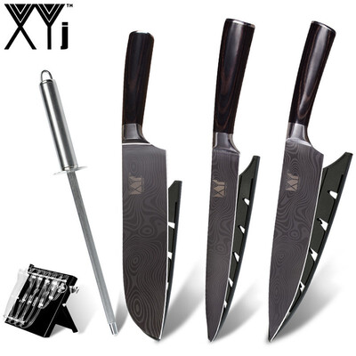 

XYj Kitchen Knives Holder Tool Beauty Pattern Blade Kitchen Stainless Steel Knife Set Knife Sharpener Bar