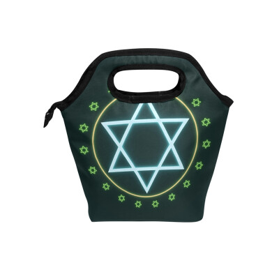 

Insulated Lunch Tote Bag Hexagon Star Travel Picnic Lunch Handbags Portable Zipper Lunch Bag Box