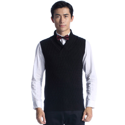 

Aston Men's V-Neck Fashion Sleeveless Sweater Men's Woolen Sweater Sweater Black 185 / XXL AW15429020