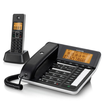 

摩托罗拉 Motorola 电话机 C7501RC 插卡录音子母机 来电语音报号中文显示橙色背光免打扰固定座机