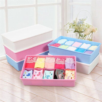 

Jingdong Supermarket also Ya plastic underwear storage box grid compartment storage box medium three loaded blue pink white