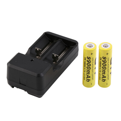 

2pcs 3.7V 9900mah 18650 литий-ионная аккумуляторная батарея + зарядное устройство штепсельной вилки США
