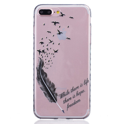 

Feathers&birds Pattern Soft Thin TPU Rubber Silicone Gel Case Cover for IPHONE 7 Plus