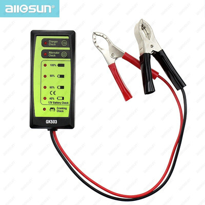 

Mini 12V Automotive Car Battery Tester Charger Alternator Cranking Check with 6-LED Display Easy to Use ALL-SUN GK503