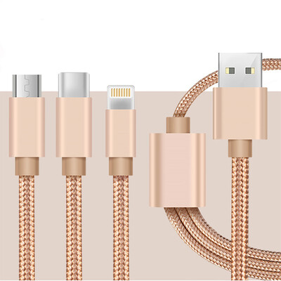 

3 in 1 Micro USB Lightning 8PIN Type-C USB Cable 12M Fast Charger High Speed Data Sync Useful Convenient USB Cable