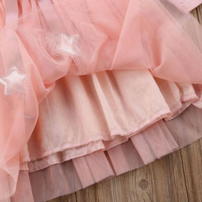 

Cute Toddler Infant Baby Girls Long Sleeves Party Dress Tutu Lace Dresses Outfit