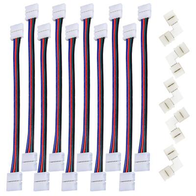 

ZDM 5PCS Quick Splitter Connector 10MM L Shape 4 Conductor for 5050RGB with 10PCS Strip Light Connector