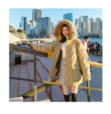 

New cotton jacket winter large fur collar tooling thickened long section Parker cotton coat