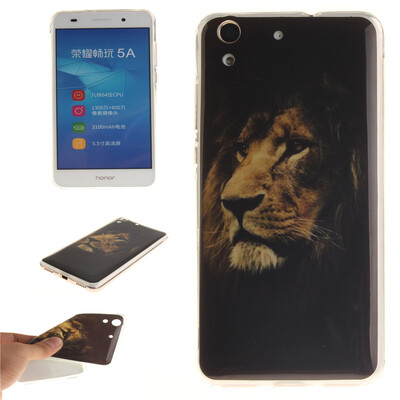 

Львы Pattern Мягкий тонкий ТПУ Резиновая крышка силиконовый гель чехол для HUAWEI Honor 5A/Y6 II
