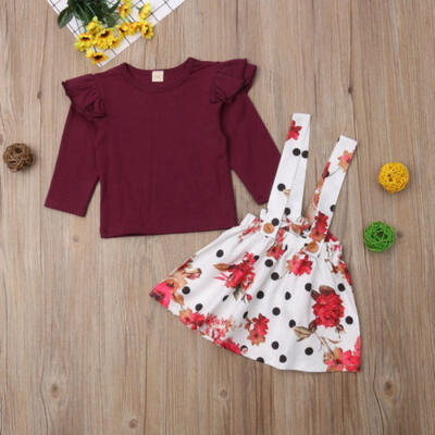 

Kids Baby Girl Fly Sleeve Tops Floral Tutu Dress Skirt Party Princess Clothes UK