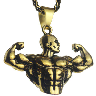

YISHIZHIAI Bodybuilding Arm Muscle Mens Pendant Mens Sports Fitness Necklace 4448