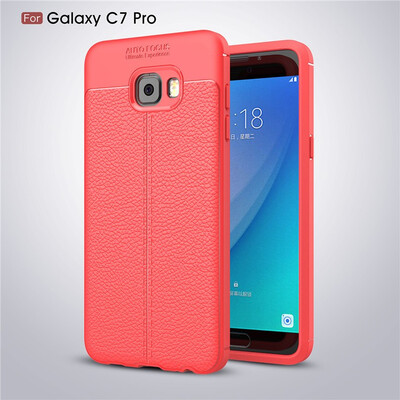 

Fivice Samsung Galaxy C7 Pro case Luxury leather TPU silicone anti-fall soft shell phone case