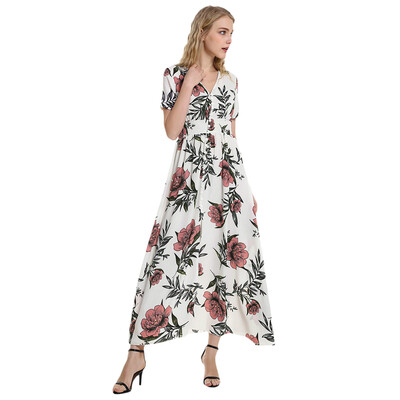 

Short Sleeve Floral Print V Neck Dress