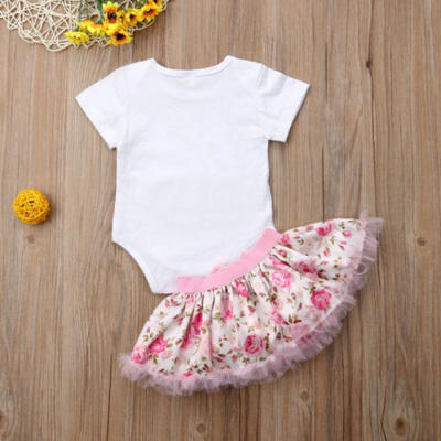 

Canis Newborn Baby Girls One Flower Tops Romper Tutu Skirt Dress Outfits Clothes