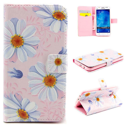 

Pink Flower Design PU Leather Flip Cover Wallet Card Holder Case for SAMSUNG GALAXY J5