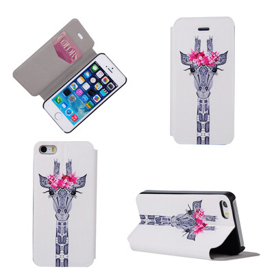 

Giraffe Design PU Leather Flip Cover Wallet Card Holder Case for iPhone 5