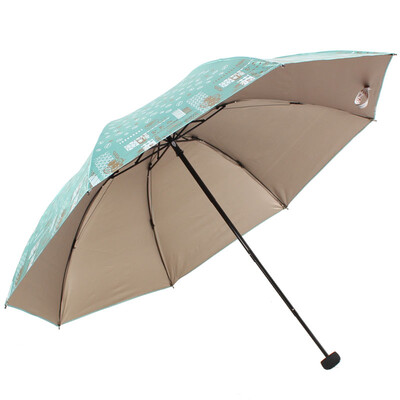 

Jingdong supermarket] paradise umbrella Mocha life double-sided soft pink color plastic anti-UV three-fold black bar steel skull umbrella champagne 33131E