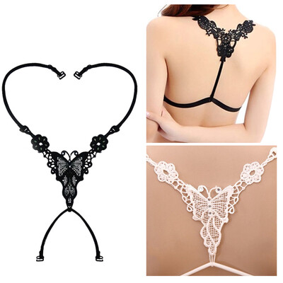 

Women Sexy Stunning Underwear Butterfly Rhinestone Bra Shoulder Cross Straps