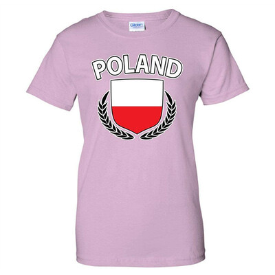 

Poland Flag Crest Olive Wreath Laurel Polish Pride Womens T-Shirt